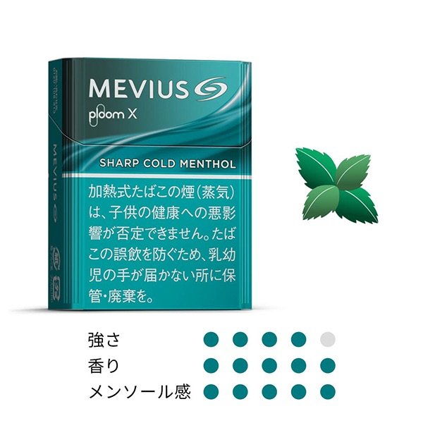 濃薄荷口味-七星加熱煙彈 【MEVIUS Sharp Cold Menthol 濃薄荷】 日本七星 Ploom X 專用加熱菸彈|整條 10 包
